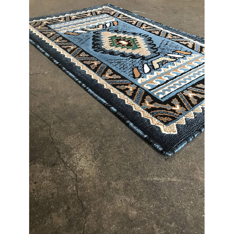 Union Rustic Andrievs Performance Blue/Black Rug Wayfair